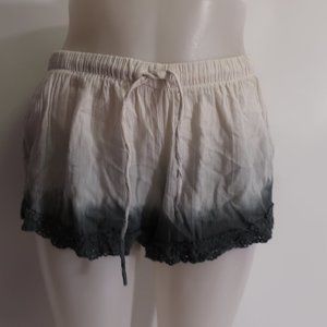 Beach Freedom Off White/Gray Ombre Shorts With Crochet Hem M *